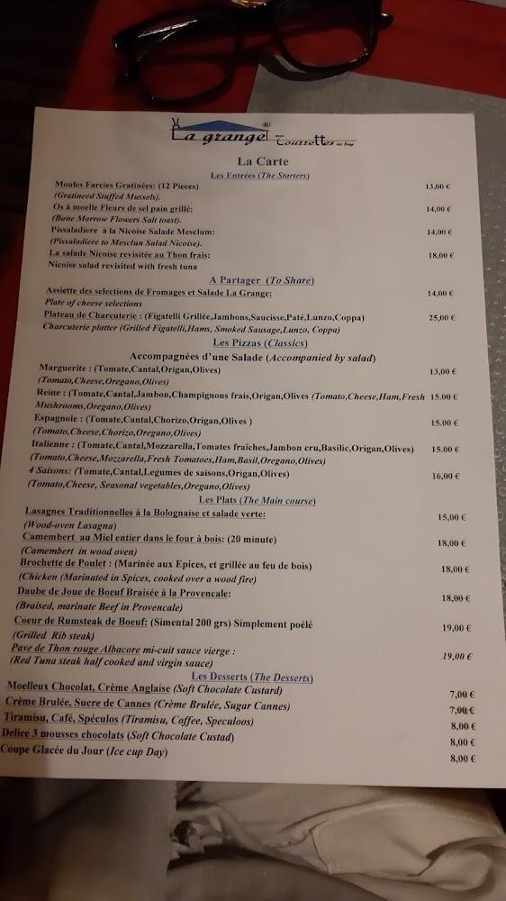 Restaurant La Grange Tourrettes sur Loup - Menu Image 4